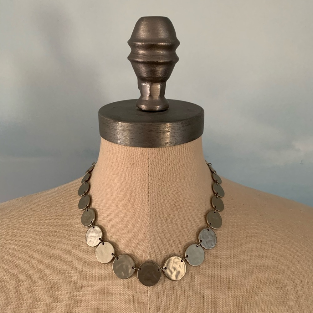 LOFT Silver Hammered Disc Necklace